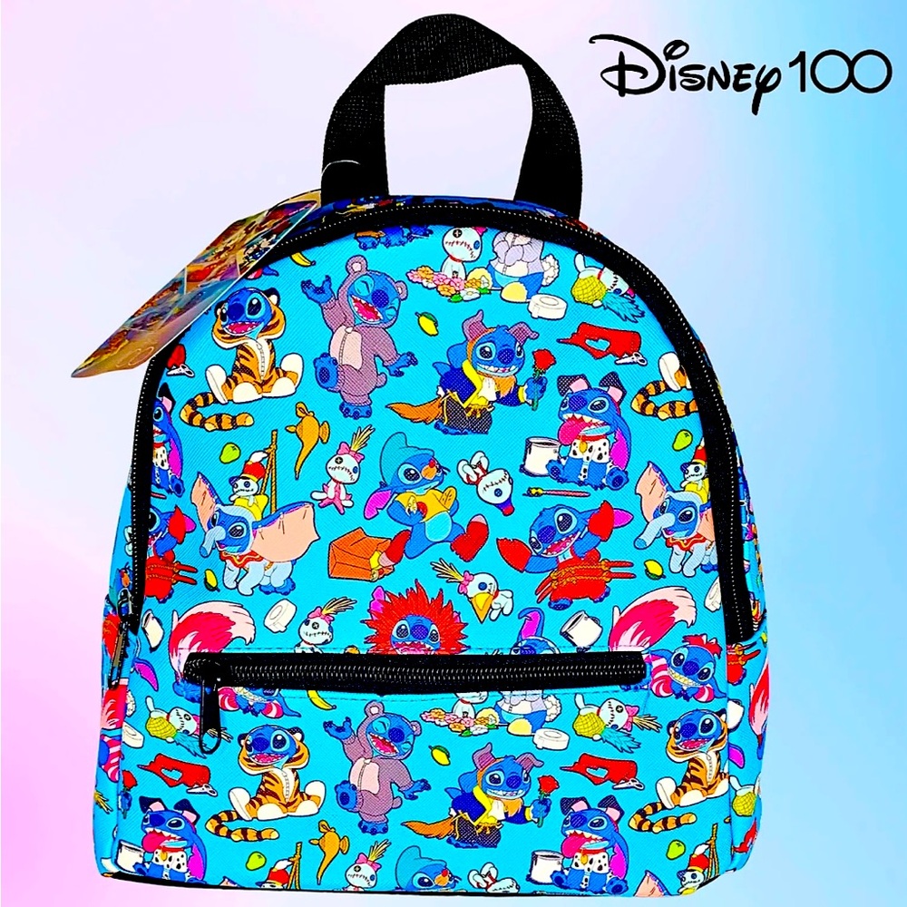 Disney 100 Stitch Mini Backpack Leather Bioworld Official Lilo & Stitch Bag